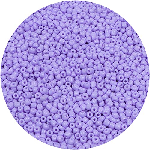 MIKIMIQI 2200pcs Glass Beads Seed Beads for Jewelry Making, 4mm 6/0 Pony Beads Bulk Small Spacer Beads Loose Beads Craft Glass Seed Beads for DIY Bracelet Necklaces Wrist (Lavender)