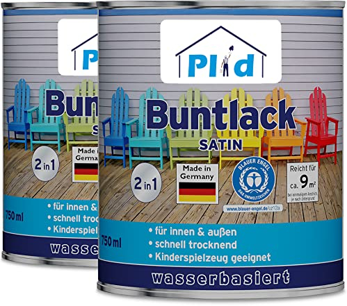 Plid® Buntlack Außen 1.5l - Weiß - Holzfarbe außen & innen - Holzlack Außen wetterfest - Holzschutzfarbe Aussen & Innen - Wetterschutzfarbe Holz Außen - Holzlasur - Farbe für Holz Außen