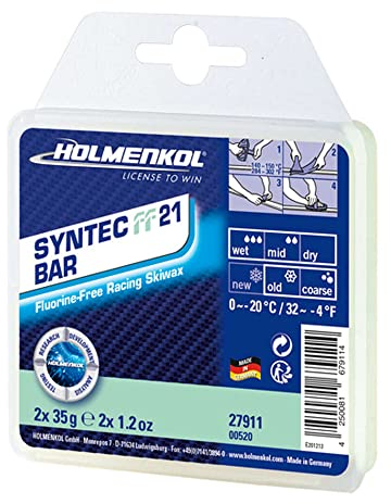 Holmenkol Syntec FF21 Skiwachs - fluorfreies Hochleistungs-Basiswachs (0° bis -20 °C) 70 g