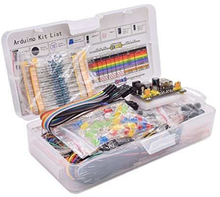 Vreplrse 830 Tie-Points Breadboard Cable Jump Wire Resistor Capacitor LED Kit with Potentiometer, Buzzer, Transistor