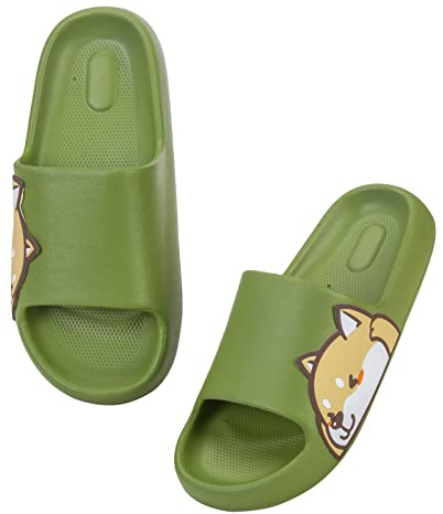 Waysoland Women Men Beach Slippers Summer Slide Sandals,EVA Open Toe Soft Slippers,Bathroom Pool Shower Anti-Slip Shoes Flip Flops for Indoor & Outdoor(green,2.5/3 UK)