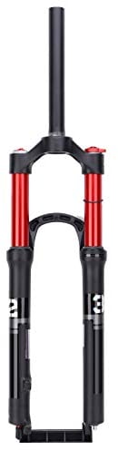 27.5in MTB Bicycle Suspension Fork, Rebound Adjust Travel 100mm Straight Tube 22mm MTB Air Suspension Fork with Dual Air Chamber Red Tube, Mountain Bicycle Aluminum Alloy Suspension Fork