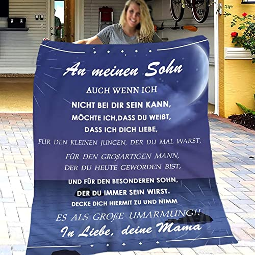 ZQYMM Personalisierte Decke An Meine Sohn von Mama, Mutter für Sohn kuscheldecke flauschig Geschenke, Luftpost Decke Positiv Ermutigen Sie Ihre Sohn,Geschenke Für Geburtstag