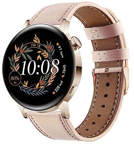 Cinturino Compatibile con Huawei Watch GT3/GT2 42mm Pelle Cinturino, 20mm Cinturini di Ricambio per Galaxy Watch 4 40mm 44mm/Galaxy Watch Active 2/Honor Magic Watch 2 42mm (Rosa)