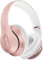Glynzak Cuffie Wireless Bluetooth 5.3, 65 Ore Di Riproduzione Stereo HiFi con Microfono e 6EQ modalità, Pieghevole Over Ear per Viaggio Smartphone Computer Portatile Rose Gold