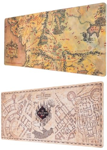 Grupo Erik - XL Mauspad Harry Potter Karte des Rumtreibers - Gaming Mauspad - Mouspad mit Motiv - Harry Potter Fanartikel & XL Mauspad Der Herr der Ringe - Gaming Mousepad Mittelerde - mit Motiv