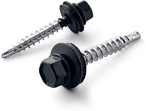 STRÜBER Trapezblechschrauben (4,8 x 55 mm / 250 Stück/RAL 7016 – Anthrazitgrau) Selbstbohrende Bohrschrauben - Selbstschneidene Schrauben mit EPDM Unterlegscheiben - Sechskant Metalldachschrauben