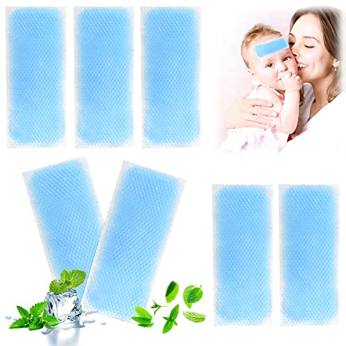 50 Pièce Pansements Rafraîchissants en Gel, Patch de Refroidissement, Poche de Glace en Gel, Rafraîchissant Patch D' été de Refroidissement, pour Problèmes de Fièvre et Migraines Bleu