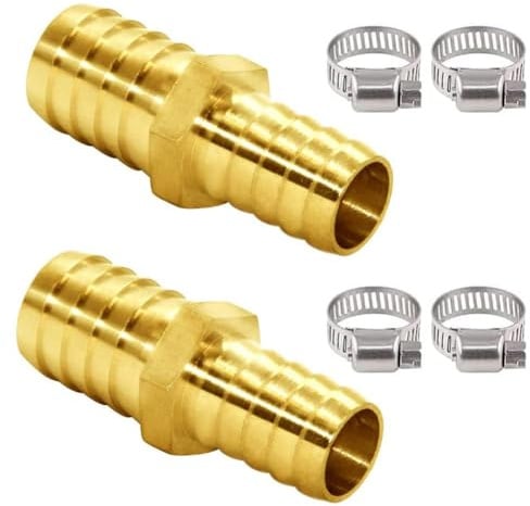 Joywayus 2 Stück Schlauchverbinder Schlauch-Widerhaken-Reduzierstück, 1,6 cm auf 1,9 cm Widerhaken, Reduzierspleißer, Sechskant-Union-Messing-Armatur für Wasser/Kraftstoff/Luft