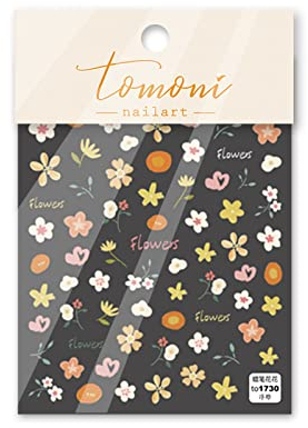 Nagel Stickers Nagel-Kunst-Aufkleber Smiley-Gesichts-Blumen-Linien 5D Nagel-Kunst-Aufkleber,Farbe-02,3 Stück