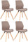 CLP 4er Set Stuhl Luna Kunststoff I Stoff I Samt I Kunstleder I Lehnstuhl mit Holzgestell, Farbe:Taupe, Material:Stoff