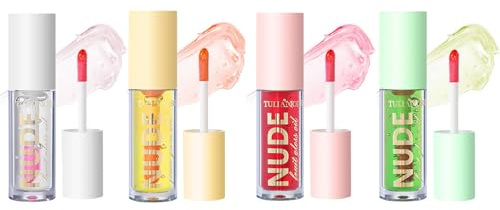 Lip Glow Oil, MKNZOME 6 Stück Hydrating Lip Oil Glossy Lip Gloss Lippenöl Nicht Klebriges Lippe Glühöl Makeup Geschenke für Lippenpflege und Langanhaltend Pflegende Lippen