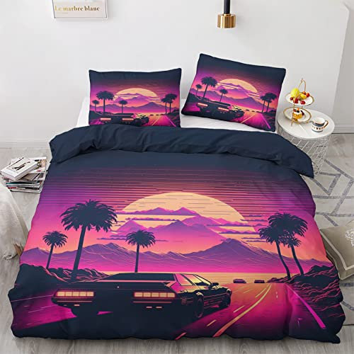 GEDAEUBA Neon Bettwäsche 155x220 Sommer - JDM Bettbezug 155x220 3 teilig, Wendebettwäsche und Kissenbezug 80x80, Weiche & Atmungsaktive Mikrofaser Bettwäsche-Sets mit Reißverschluss