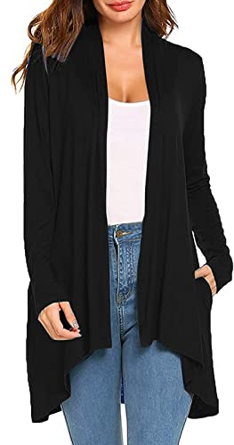MJGkhiy Cardigan Donna Lungo Cappotto Coprispalle Bolero Giacca in Maglia di Cotone Maglioncino Girocollo Cardigan Lavorato a Maglia per Autunno Coprispalle Donna Elegante