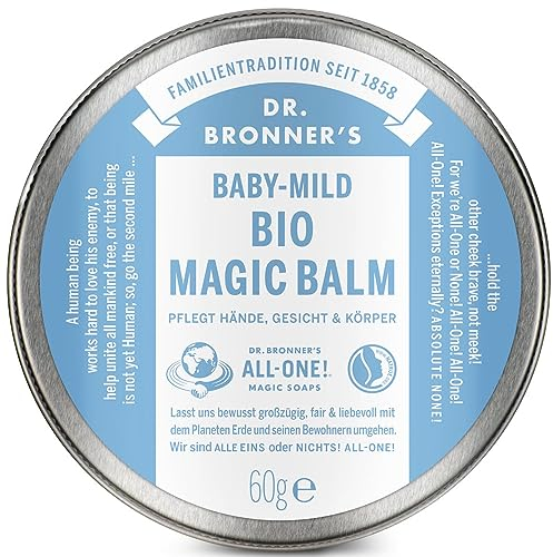 Dr. Bronner's Bio Magic Balm | Baby Mild | mit wertvollen Bio-Ölen | Spendet intensive Feuchtigkeit | Für unterwegs | Baby-Pflege | 60 g