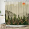 ASDCXZ Wald Duschvorhang 180x200 cm, Kunst Landschaftsmalerei Grün Dschungel Sonne Berge Gold Vogel Bad Waschbar Duschvorhänge Polyester Textil Wasserdicht Badevorhang für Badewanne mit 12 Haken