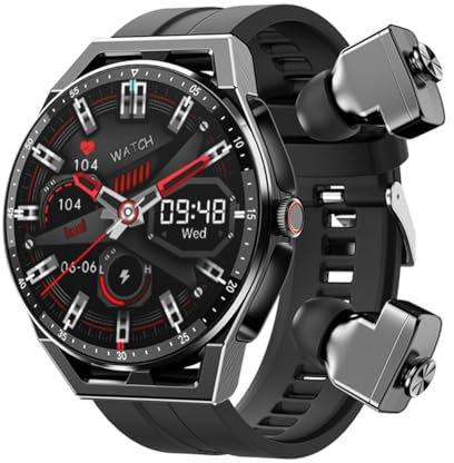 CRGANGZY Reloj inteligente 2 en 1, monitor de salud de frecuencia cardíaca, 300 mAh, reloj inteligente de moda con auriculares inalámbricos