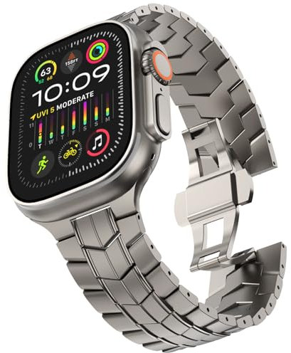 KADES Correa de titanio para Apple Watch, apta para Ultra 2, 49 mm, 46 mm, 45 mm, 44 mm, 42 mm, hombre