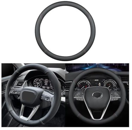 JNNJ Lenkradbezug Auto, Perforierter Lederbezug Für Das Lenkrad, Sport Anti Rutsch Universal Lenkradbezug, Lenkrad Abdeckung Echtes Leder Breathable Anti Slip(Klassisch)