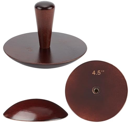 BENECREAT 3 Sets Wooden Ceramic Top s, 114mm 140mm 161mm Beech Wood Interchangeable Pottery Tool with Handle, Coconut Brown Clay Modeling Tools for Ceramic Bowl & Plate Making DIY