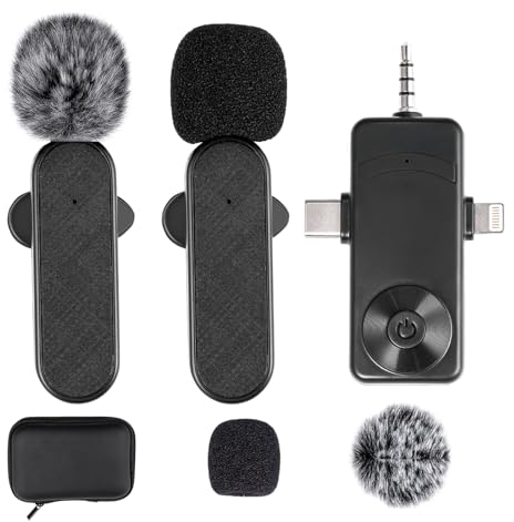 Carehabi Micrófono Inalámbrico Solapa,Plug-Play,Micrófono Lavalier para Ordenador iPhone iPad,Micrófono de Solapa Inalámbrico para Grabación de Video, TikTok, Youtube, Transmisión en Vivo