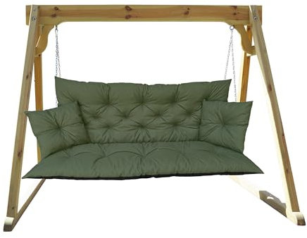 IN WOHO Hollywoodschaukel Auflage Outdoor Sitzkissen Gartenbankauflage Bankauflage Wasserabweisend Gartenbank Sitzkissen Bankkissen Sitzauflage Bank Palettenkissen mit 2 Kissen 150x60x50 Grün