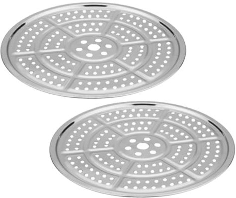 Hoement 2piezas Bandejas De Vapor Inoxidable Reutilizables Para Cocinar Al Vapor Aptas Tipo De Ollas Diseño Múltiples Orificios Aleatorio