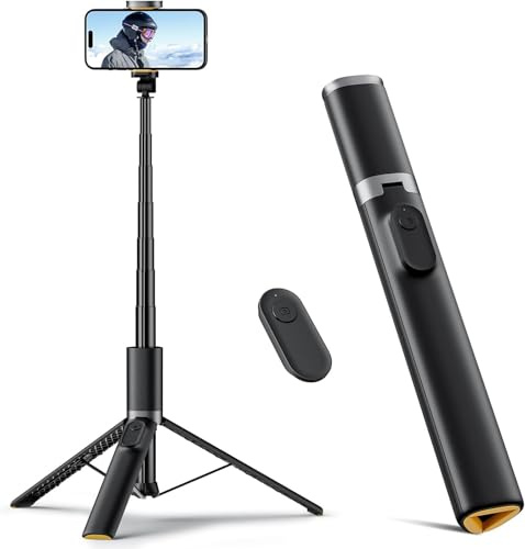 Vimose 63 Phone Tripod, Black Aluminum Selfie Stick Tripod with Remote with iPhone/Android