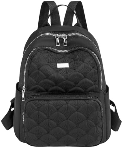 EDIBAZZAR Schwarzer, wasserdichter, geräumiger, gesteppter, eleganter Damenrucksack