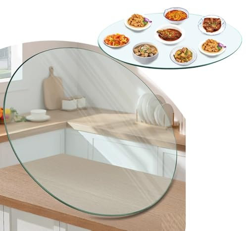 IMUNKT Runde Tischplatte Glasplatte Transparent, 50 60 70 80 90 100CM, Tisch Glasplatte, Gehärtetem Glas 8mm, Ersatz Sicherheitsglas Für Couchtisch, TischplatteSchutz(100cm(40in))
