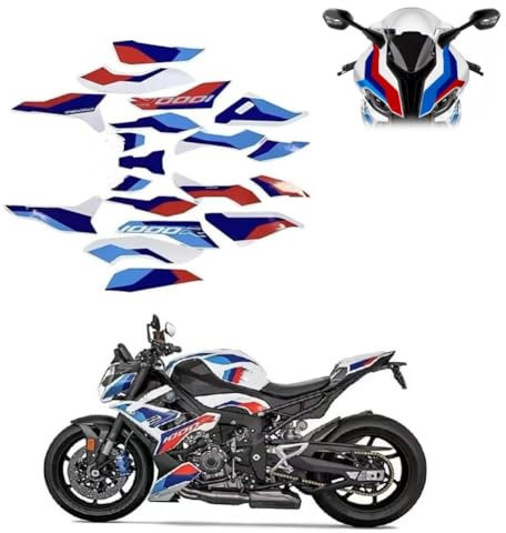 Adesivi per moto, compatibili con BMW S1000R, kit grafico, adesivi per protezione completa per moto, accessori decorativi (bianco)