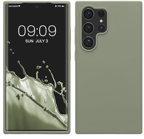 kwmobile Cover per Samsung Galaxy S24 Ultra Custodia - Back Case per Caricatore Wireless - Antiurto e Flessibile in Silicone TPU - verde grigio