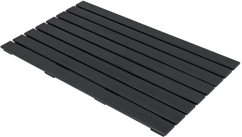 COSTWAY Pedana Doccia Antiscivolo 100x60 cm per Vasca e Piscina | Tappetino da Bagno Rettangolare con Finitura Effetto Legno per Interno ed Esterno, Nero