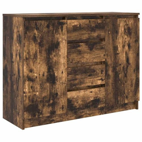 vidaXL Sideboard mit Schubladen Räuchereiche 100,5x35x76 cm, Kommode, Schrank, Flurschrank, Anrichte, Küchenschrank, Wohnzimmerschrank
