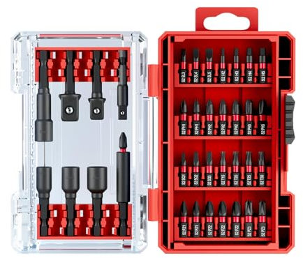 36Pcs Impact Driver Bits Set with a Storage Case, 28 Magnetic Screwdriver Bits, 5 Magnetic Sockets, 3 Socket Adapters, 1/4 In. Hex Shank Driver Tools Set for Power Screwdrivers, Electric Drill Drivers