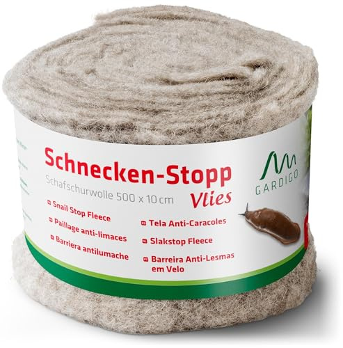 Gardigo Schneckenschutz Vlies 500x10cm aus Schafschurwolle | Biologisch abbaubar, natürlicher Schneckenschutz für Garten, Frostschutz für Pflanzen, Filzmatte aus Schafwolle