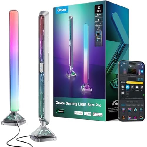 Govee Gaming Barre Luminose Pro, Strisce luminose LED intelligenti da gioco da 16 pollici aggiornate con illuminazione RGBIC a tre lati per monitor, 60+ scena, compatibili con Alexa e Google Home