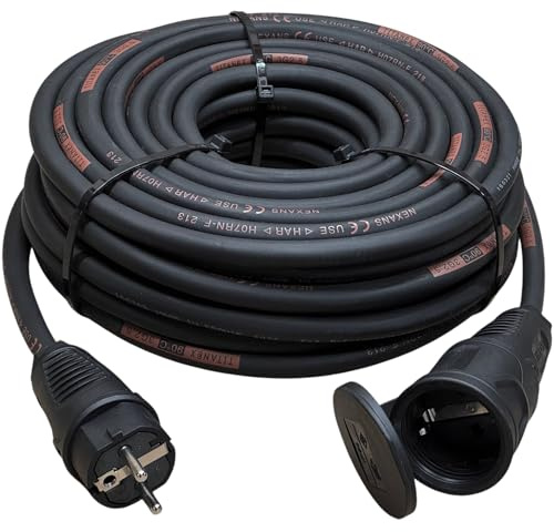 NWP 40m Schuko Verlängerungskabel Gummikabel TITANEX® H07RN-F 3G2,5 IP54, Stromkabel für Eventbranche, Baustelle, Garten, Industrie, Märkte, Außenbereich