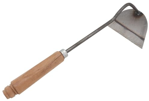 Yardenfun Handheld Kleine Gartenhacke mit Gebogenem Holzstiel Robuste Handgefertigte Hacke für Unkrautjäten und Bodenbearbeitung Langlebiges Stahlwerkzeug für Garten Blumen Gemüseanbau