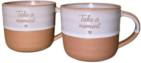 COZY KITCHEN Coffret Cadeau 2 Mugs en Céramique 400 ml –Tasses Café “Take a Moment” – Idéé Cadeau Femme, Couple, Anniversaire, Crémaillère - Thé, Cappuccino