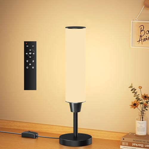 pekipe Tischlampe mit Fernbedienung, Nachttischlampen, Tischlampen für Wohnzimmer, Schlafzimmer, einstellbare Helligkeit und Farbtemperatur, dimmbare kleine Lampe für (Schwarz)