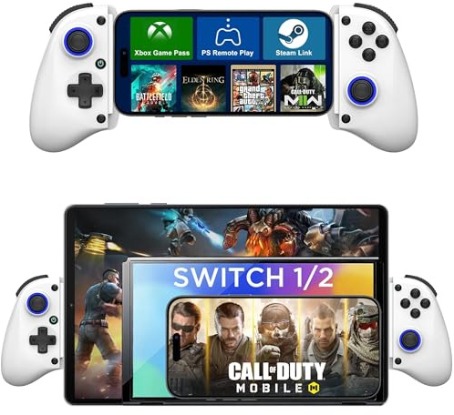 Megadream Mobile Gaming Controller for iPad/Tablet (Up to 10.2inch) Bluetooth Controller for PC/Switch/PS3 with Hall Trigger, Macro & Turbo, Streaming for Xbox/PS5/PS4/PC, Cloud Gaming - White