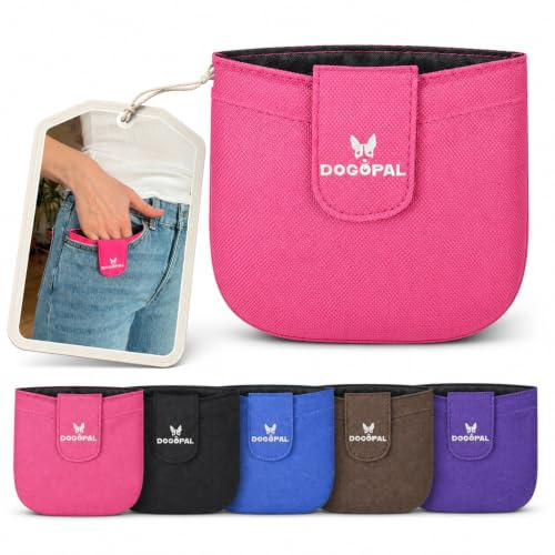 DOGOPAL Porta Premietti per Cani con Chiusura Magnetica, Porta Snack da Tasca per Addestramento, Sacchetto Porta Crocchette Compatto per Passeggiate (Rosa)