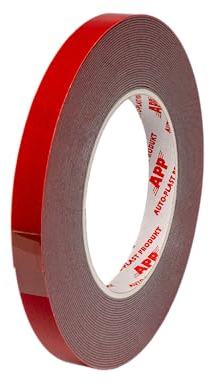 AUTO-PLAST PRODUKT APP Acryl Tape Doppelseitiges Klebeband Extra Stark | Doppelseitiges Wasserdichtes Montageband | Rot | 10m Länge, 12mm Breite