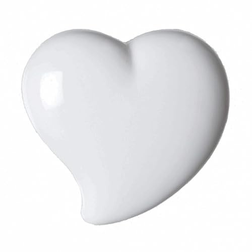 White Heart Buttons 8mm 6pk