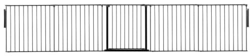 Safetots Premium Multi Panel Room Divider, up to 370cm Wide, Black, 70cm Tall, Multi Panel Flexible Room Barrier, Room Divider with Door for Baby and Toddler, Easy Installation