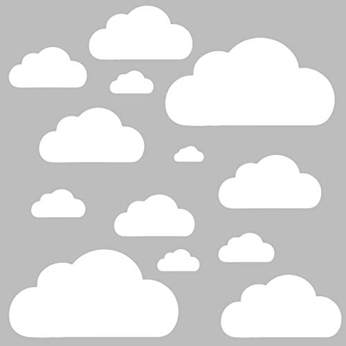 13 Wolken Set - Wolke Wandtattoo Wandaufkleber Sticker Aufkleber Wölkchen Himmel (Weiss)