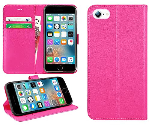 DN-Technology iPhone SE 2022 / SE 2020/7 / 8 Case Flip Leather Wallet Book Stand Folio Card Holder Phone Cover For iPhone SE (3rd Gen / 2nd Gen) (PINK)