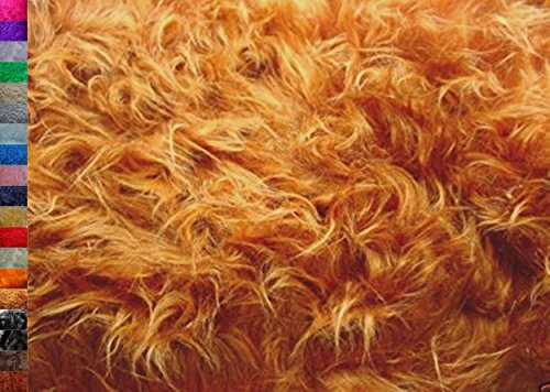 StoffBook ROTBRAUN LANGHAAR FELLIMITAT ZOTTELFELL STOFF KUSCHELWEICH KLEIDUNG KOSTÜM, B708