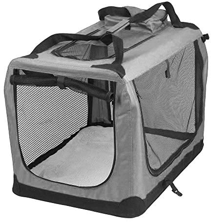 Petbarn Portable Soft Fabric Pet Carrier Folding Dog Cat Puppy Travel Transport Bag (Large, Grey)